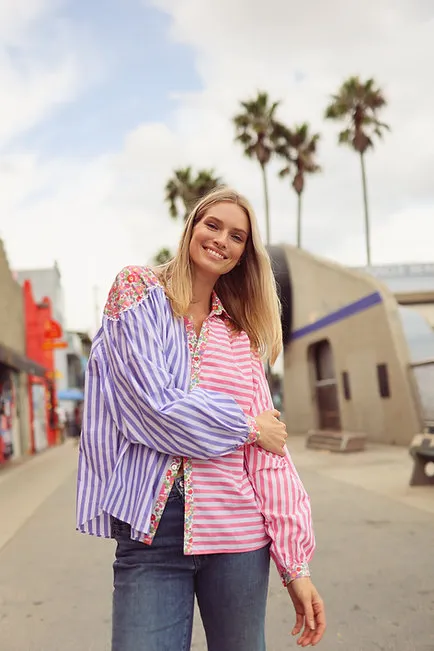 Marshmallow Shirt in Pink and Purple Stripe