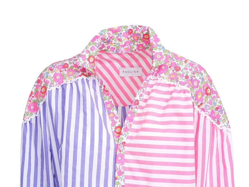 Marshmallow Shirt in Pink and Purple Stripe