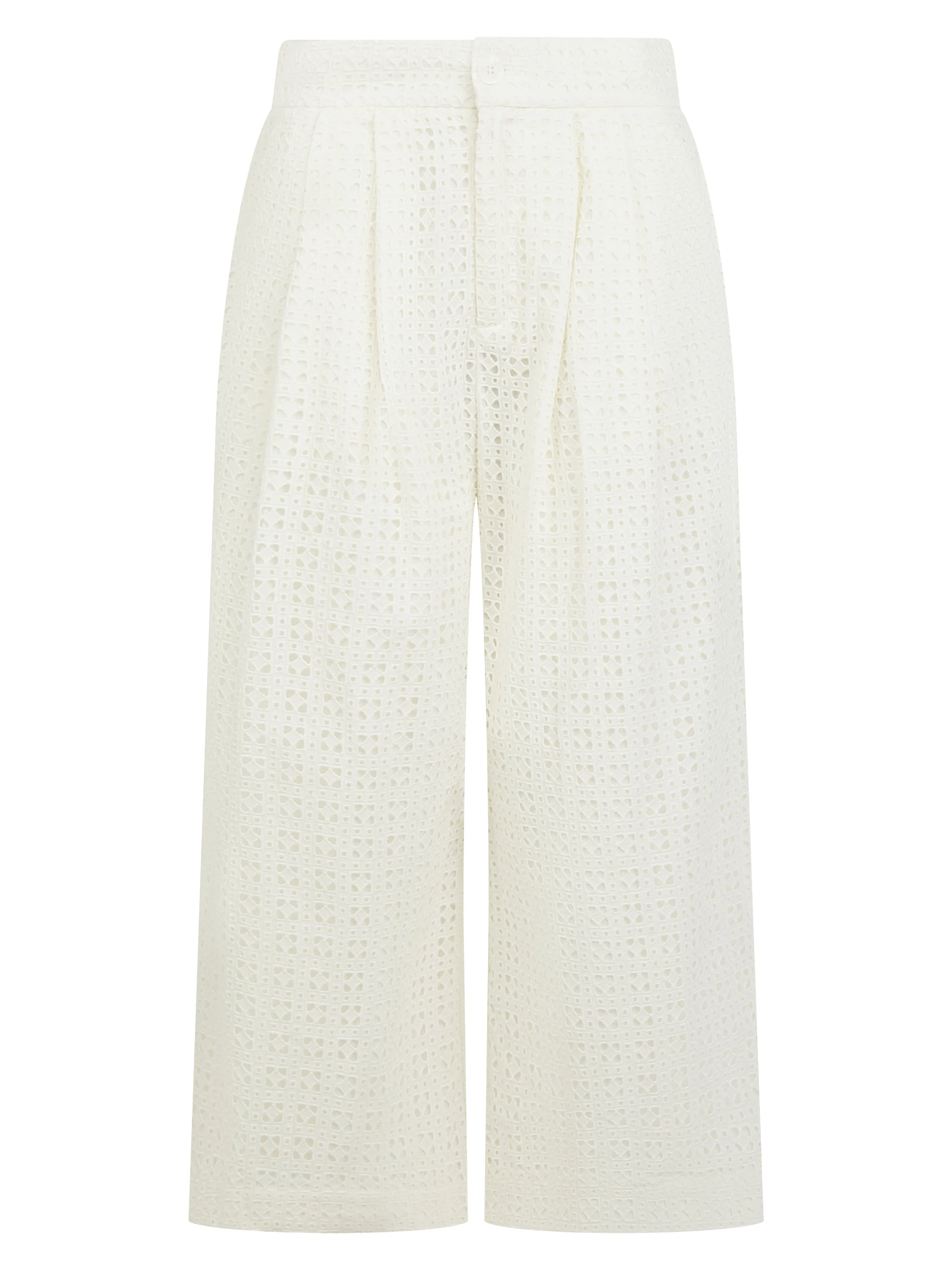 Marybeth Broderie Trouser - White