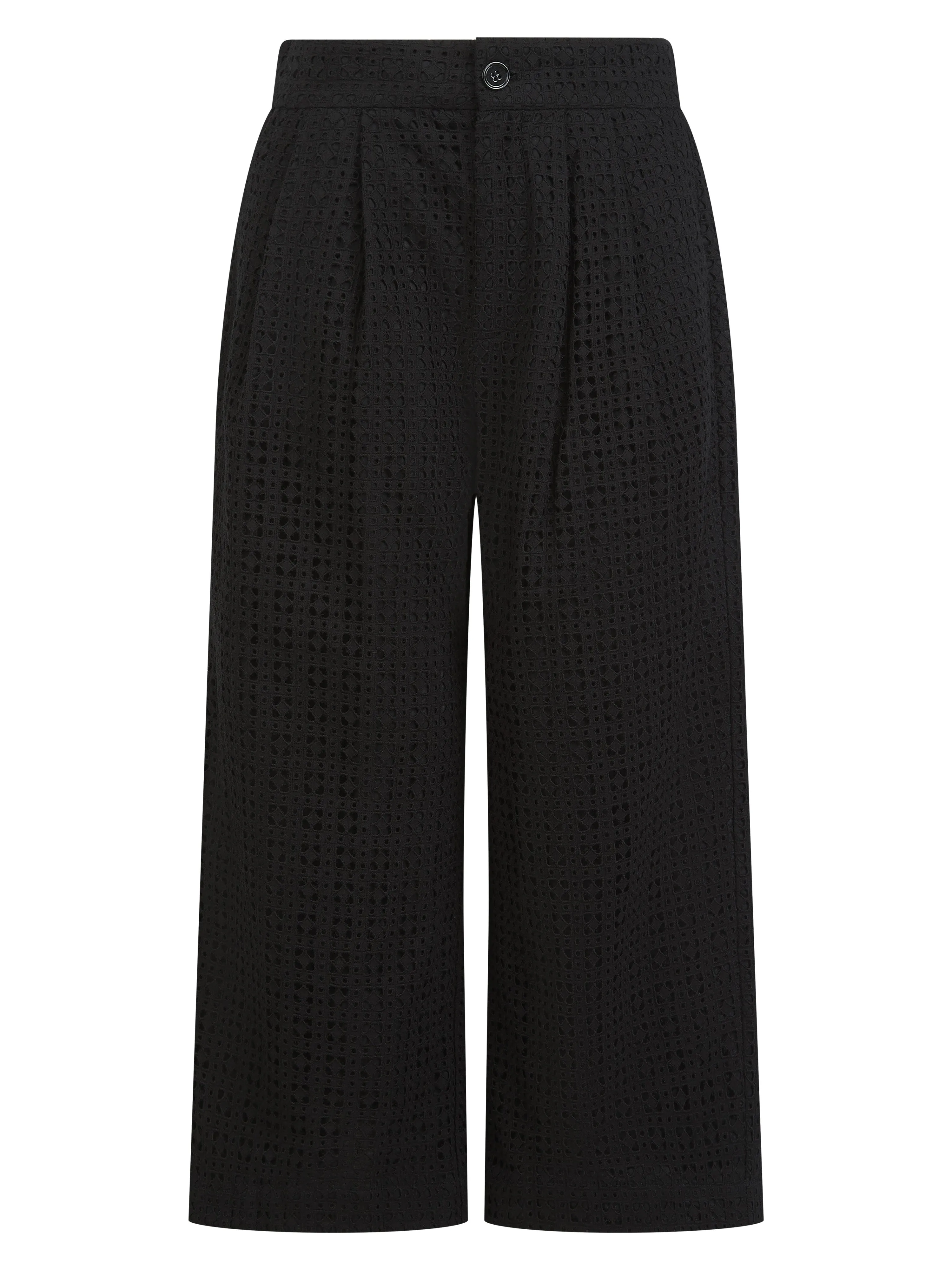 Marybeth Broderie Trousers - Black