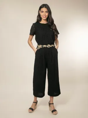 Marybeth Broderie Trousers - Black