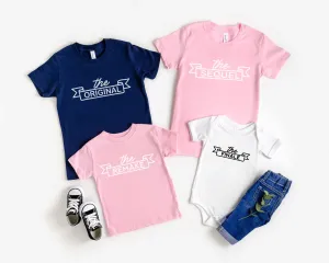 Matching Multi Colour Sibling Tops Original, Sequel, Finale