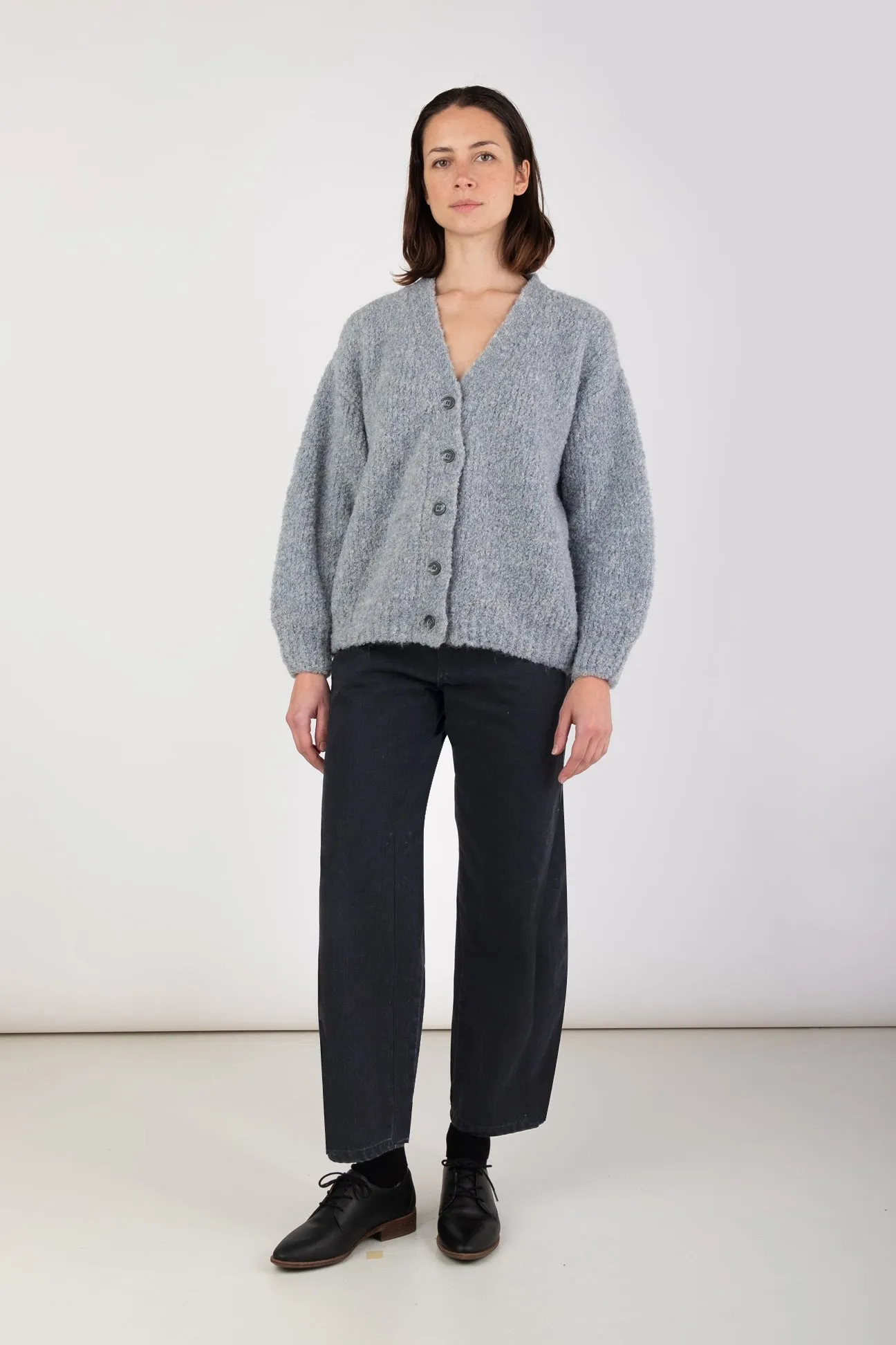 Micaela Greg Steel Blue Twist Cardigan