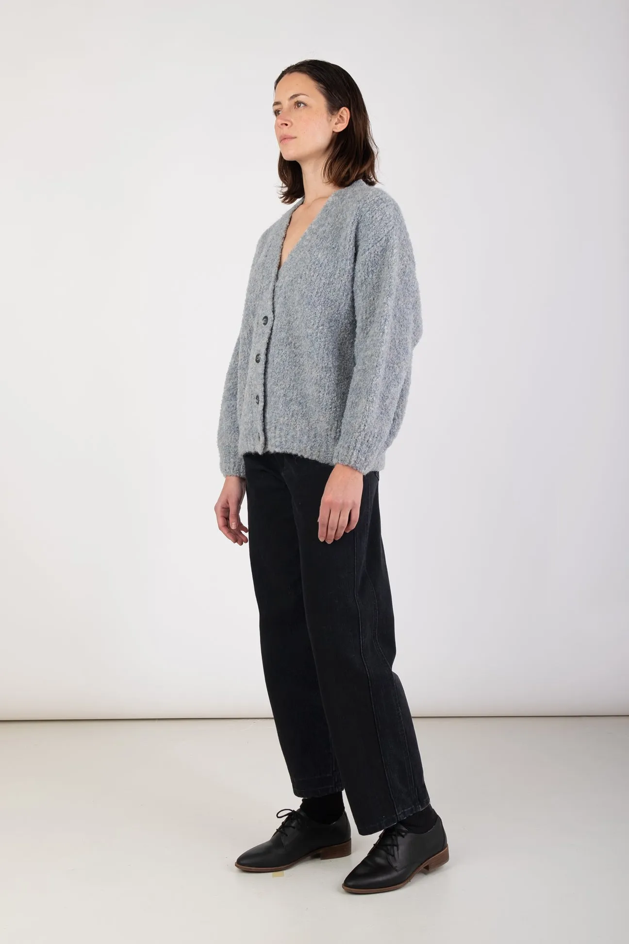 Micaela Greg Steel Blue Twist Cardigan