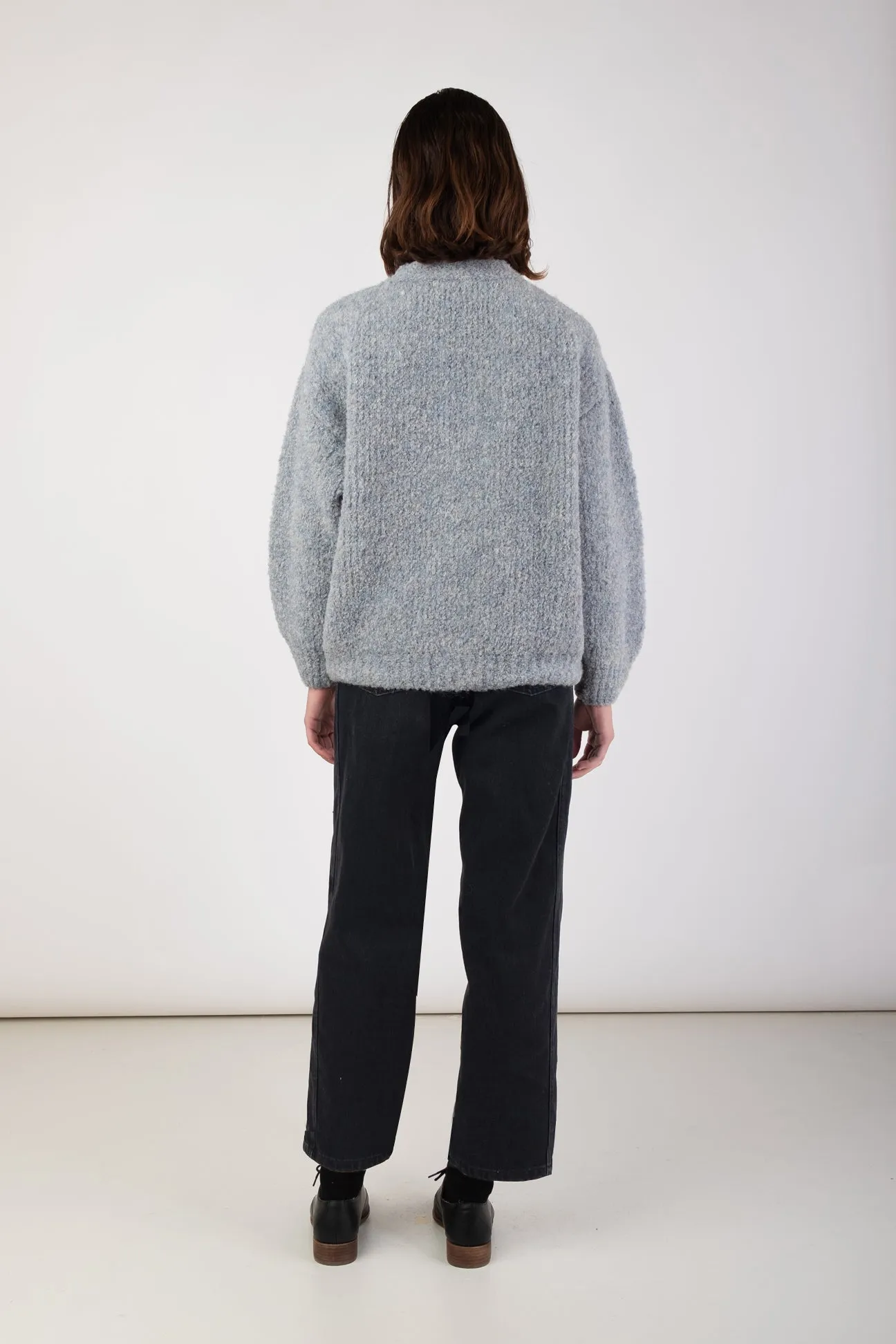 Micaela Greg Steel Blue Twist Cardigan