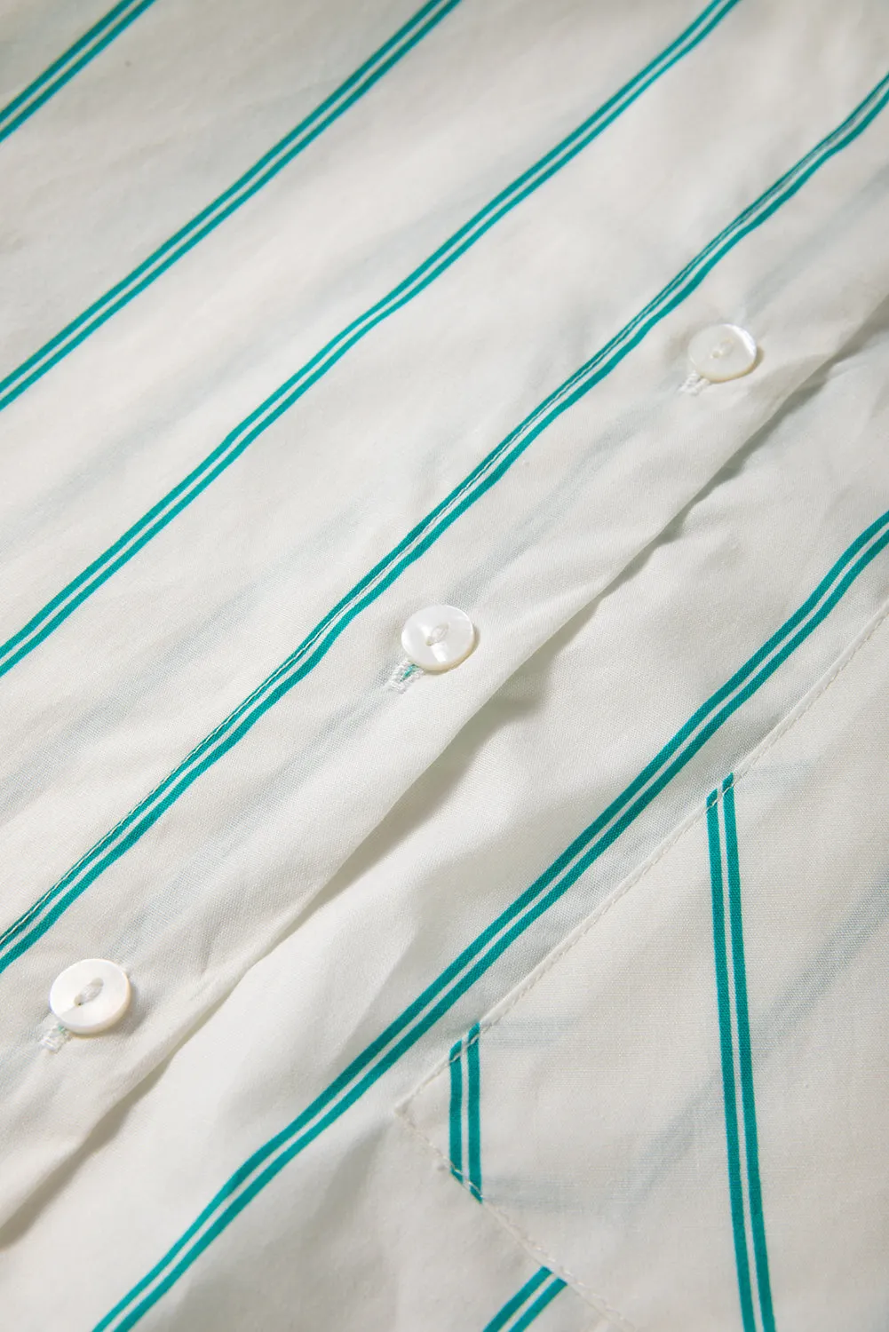 Mint Green St Patricks Striped Wide Short Sleeve Shift Mini Shirt Dress