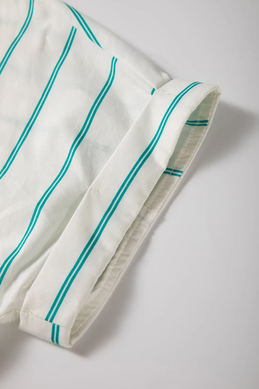 Mint Green St Patricks Striped Wide Short Sleeve Shift Mini Shirt Dress
