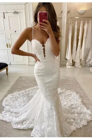 Modern and Sexy Lace Bridal Dress Mermaid Train