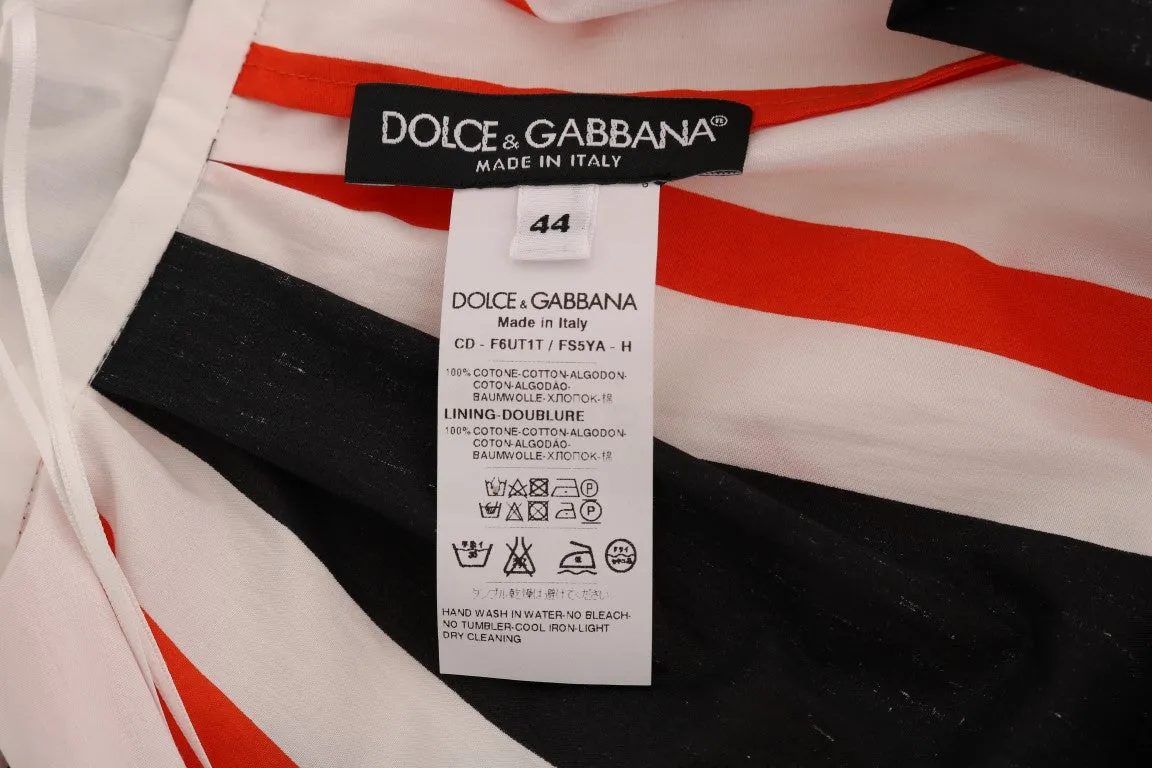 Multicolored Striped Cotton A-Line Dress