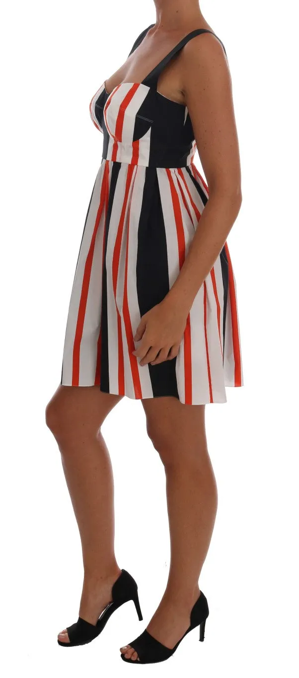 Multicolored Striped Cotton A-Line Dress