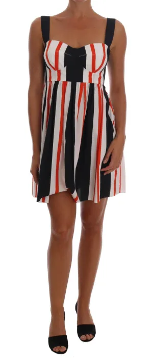 Multicolored Striped Cotton A-Line Dress