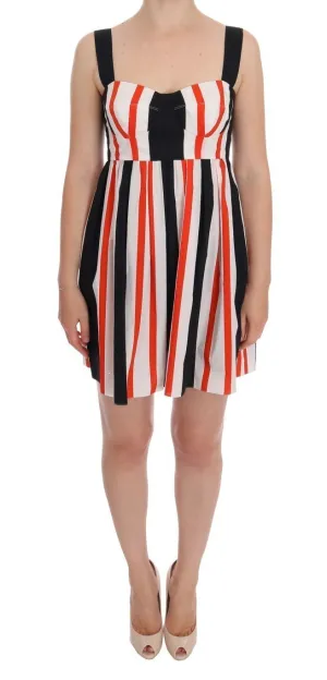 Multicolored Striped Cotton A-Line Dress