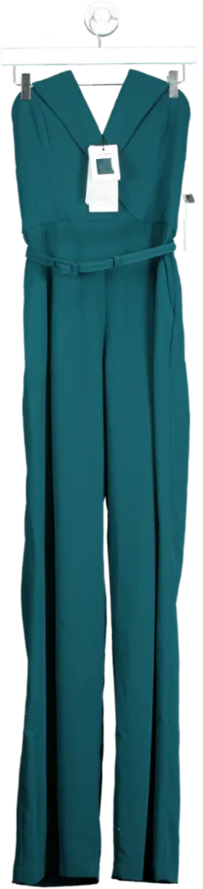 Nadine Merabi Teal Strapless Jumpsuit UK 8