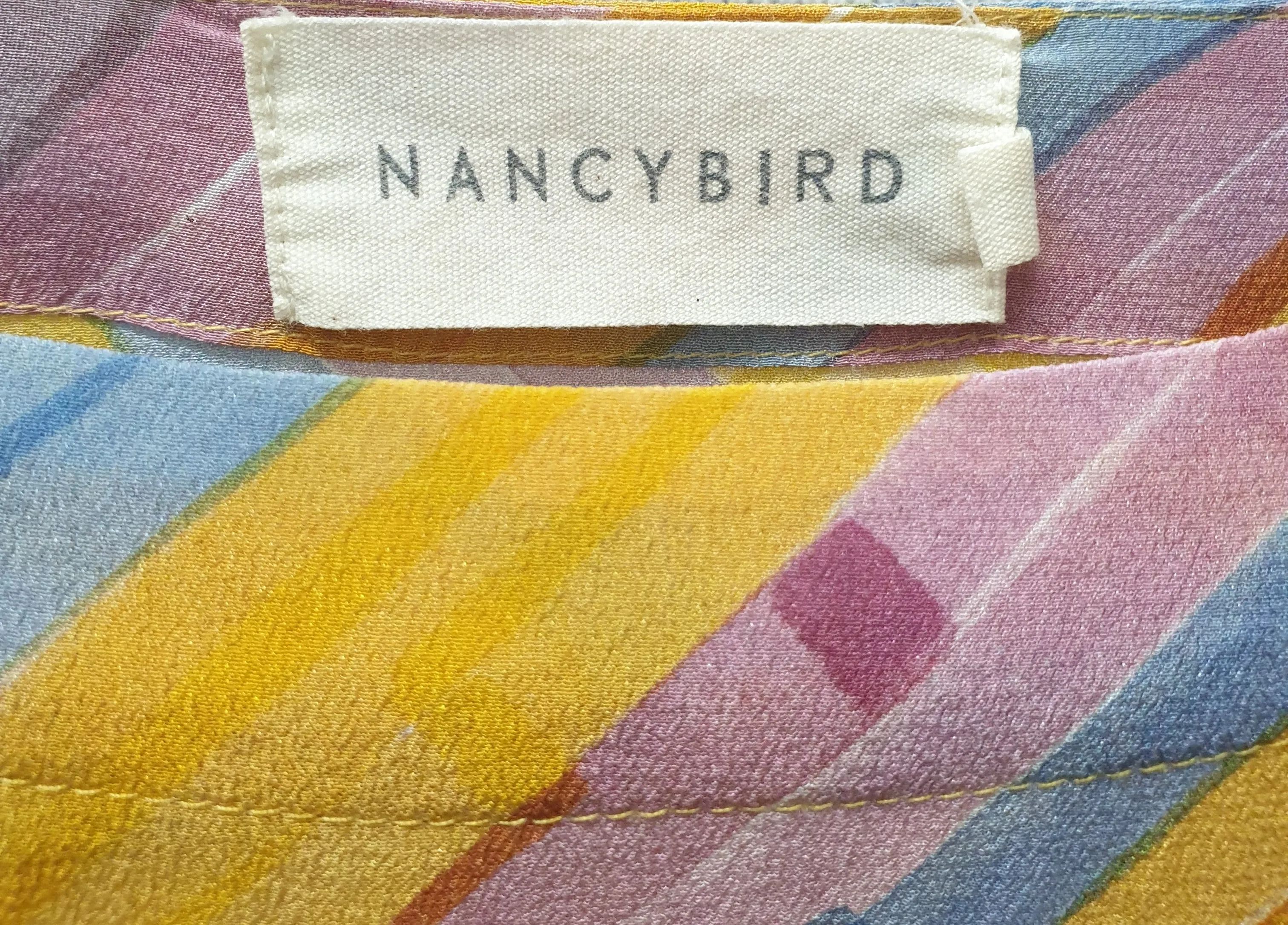 Nancybird horizontal striped 100% silk top size XS, best fits 8