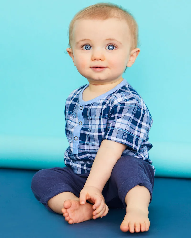 Navy Check Print Top And Trouser Set
