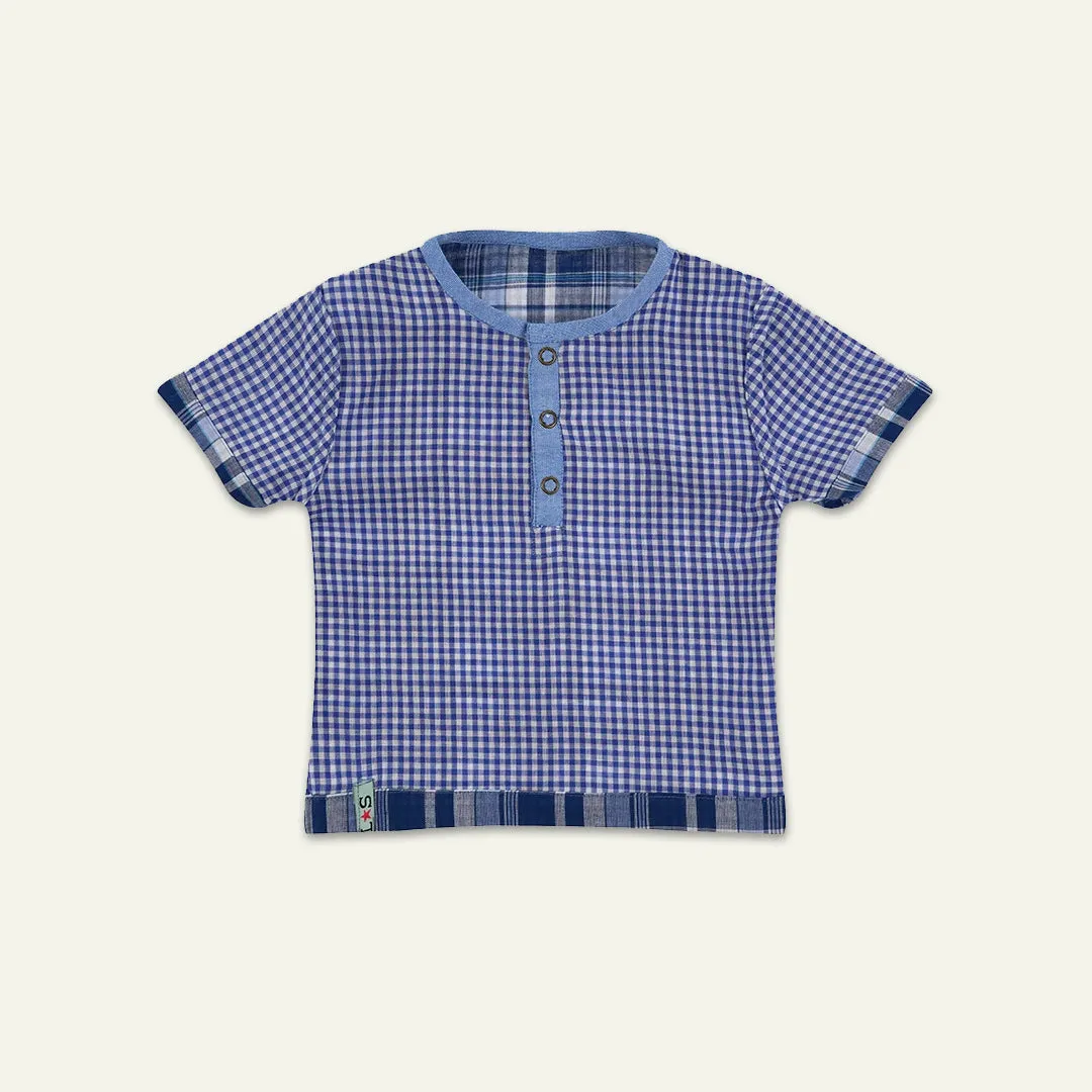 Navy Check Print Top And Trouser Set