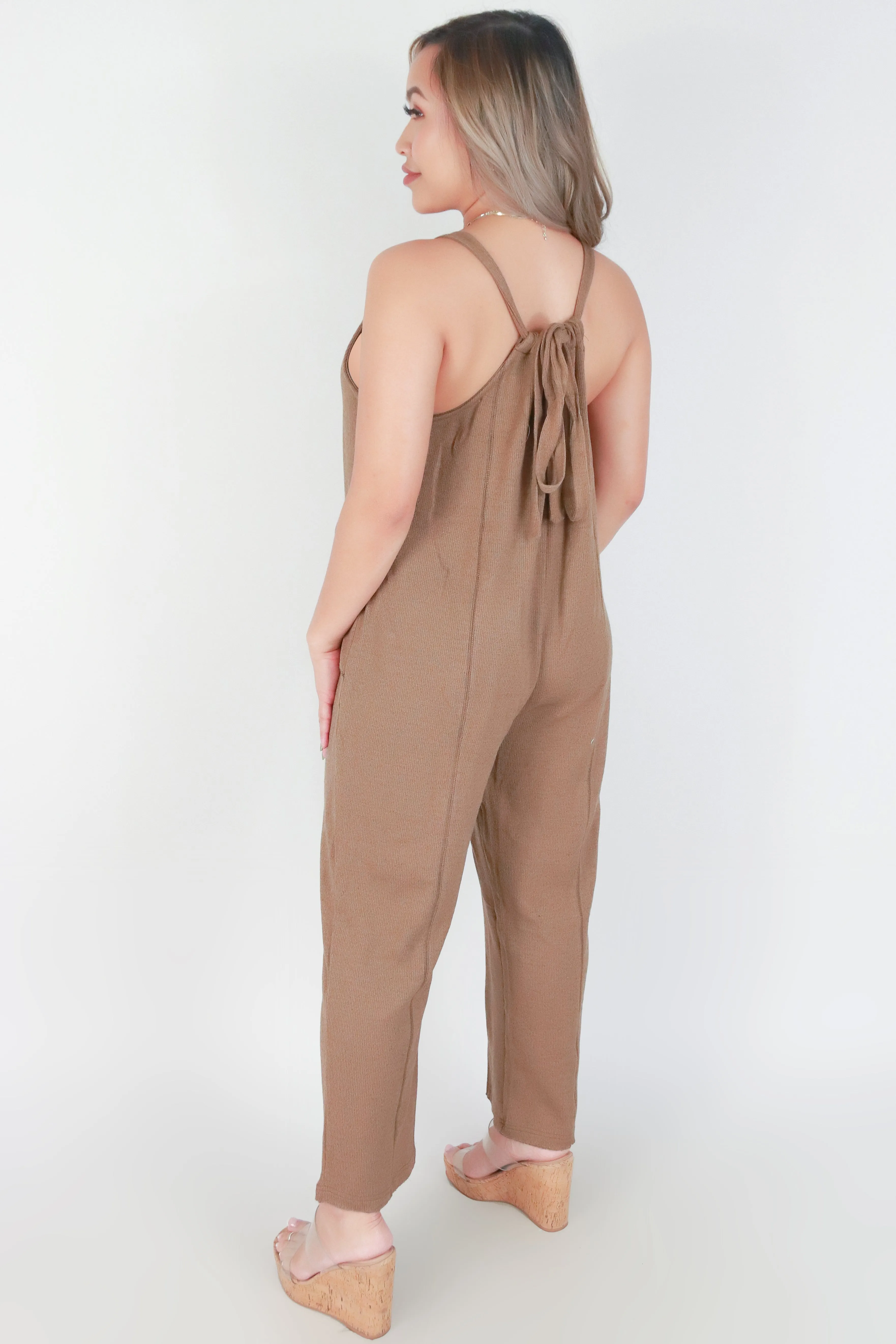 NO WAIST TIE BACK JUMPSUIT