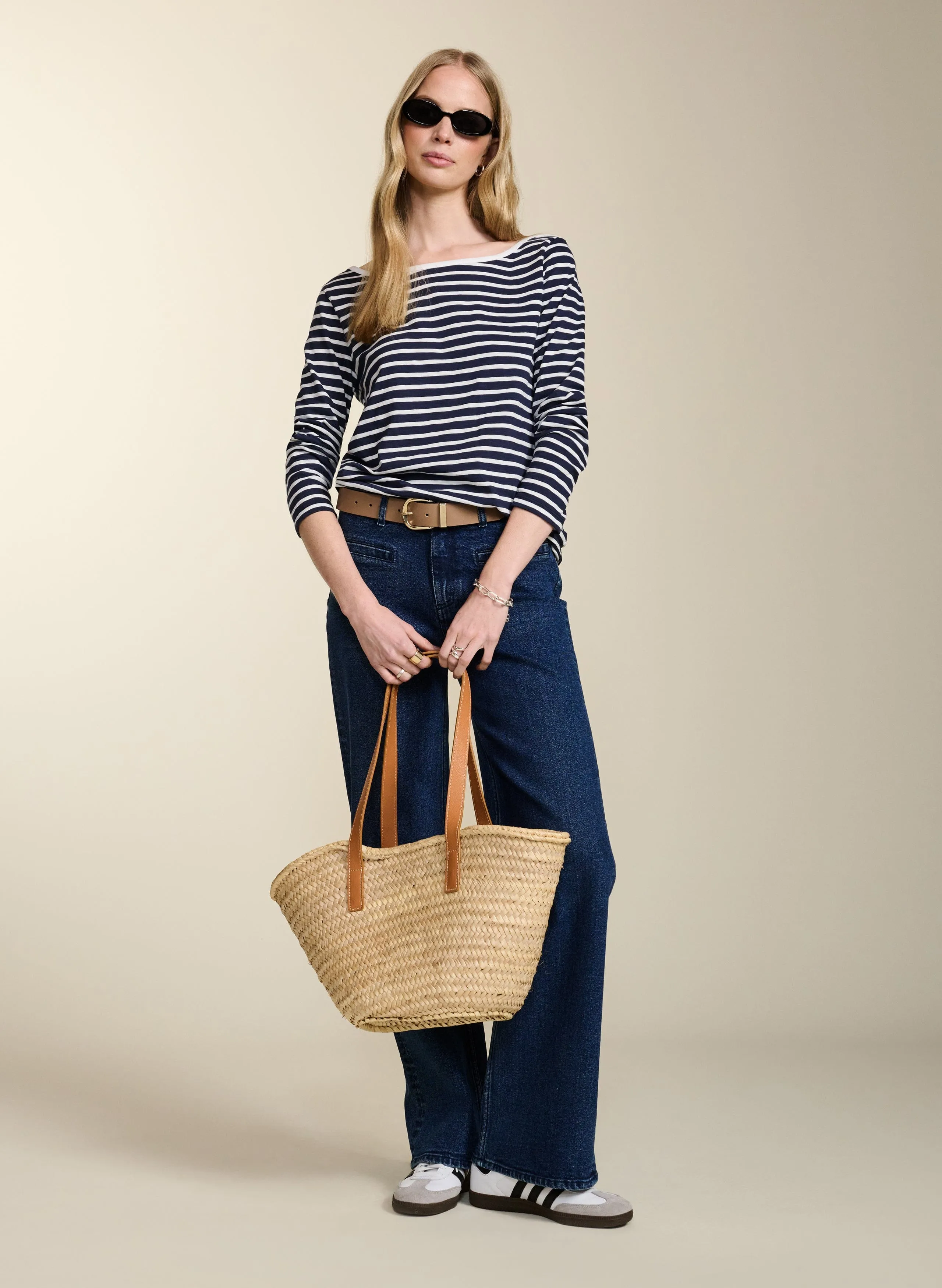 Norma Organic Cotton Top | Indigo & White