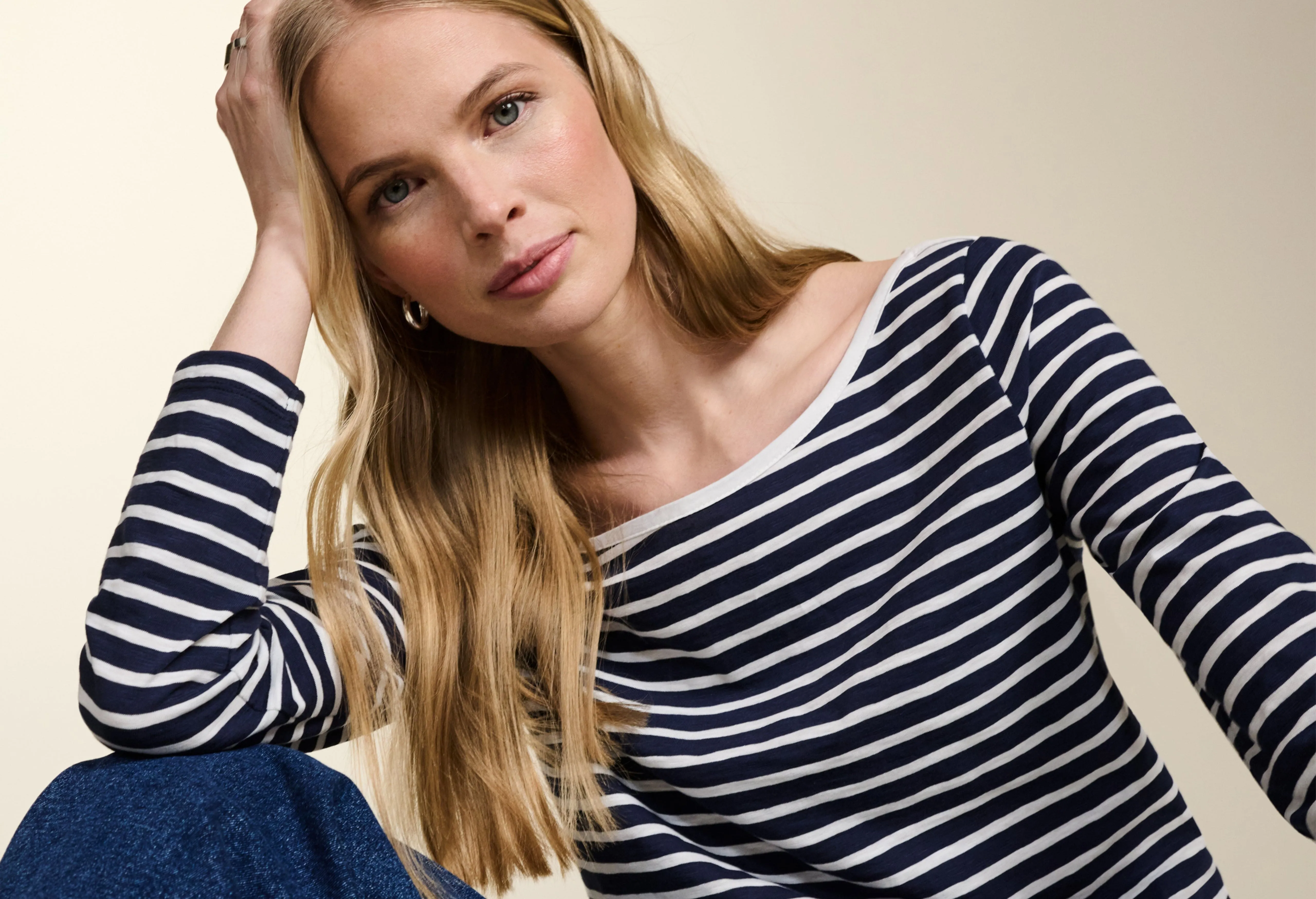 Norma Organic Cotton Top | Indigo & White