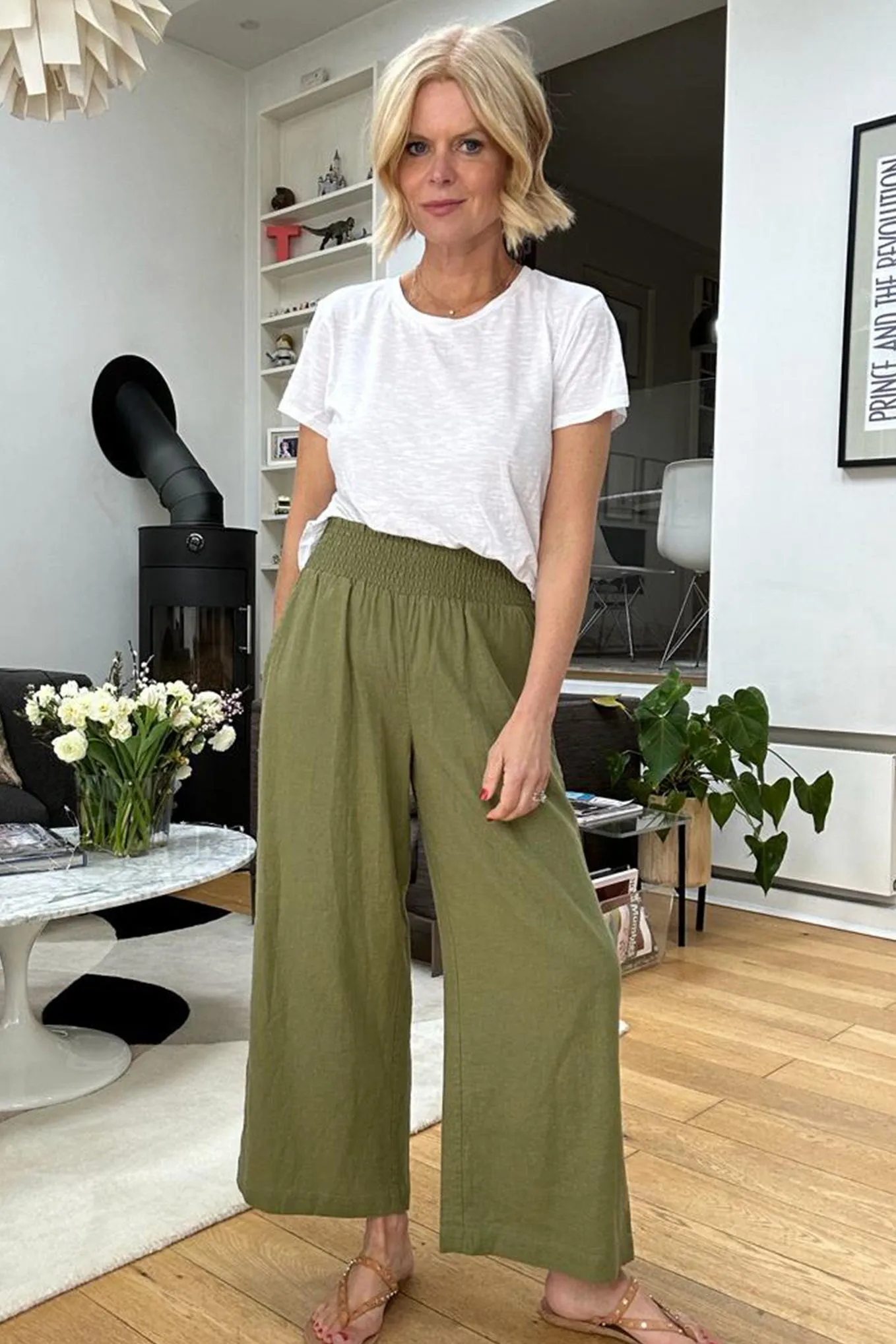 Ophelie Linen Crop Trouser - Khaki