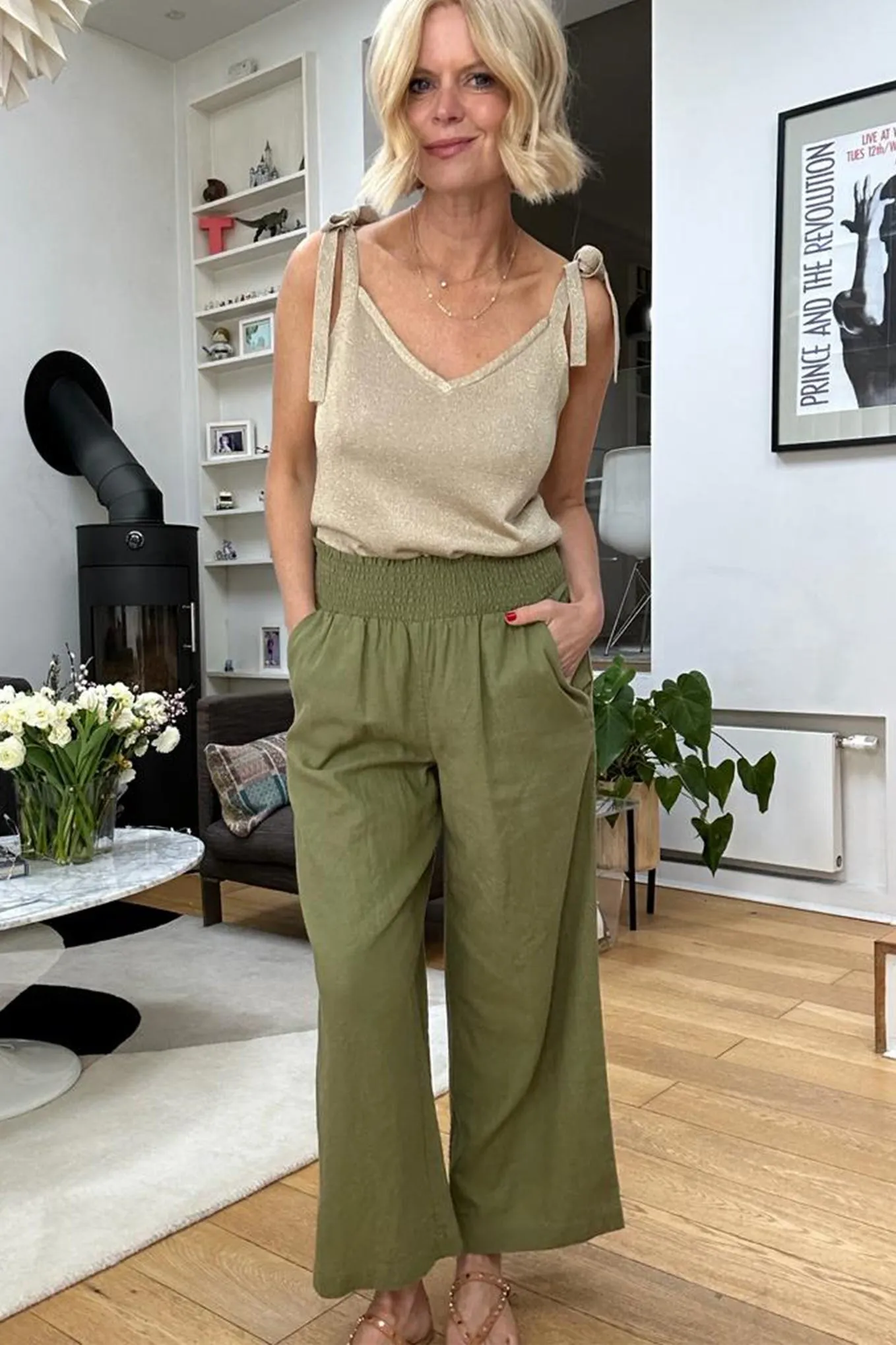Ophelie Linen Crop Trouser - Khaki