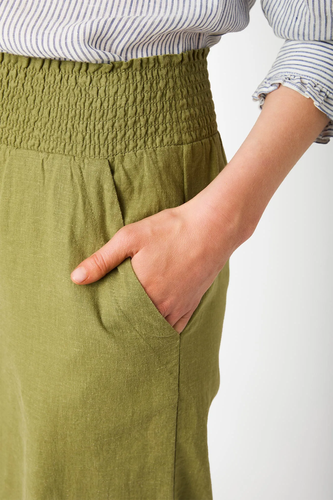 Ophelie Linen Crop Trouser - Khaki