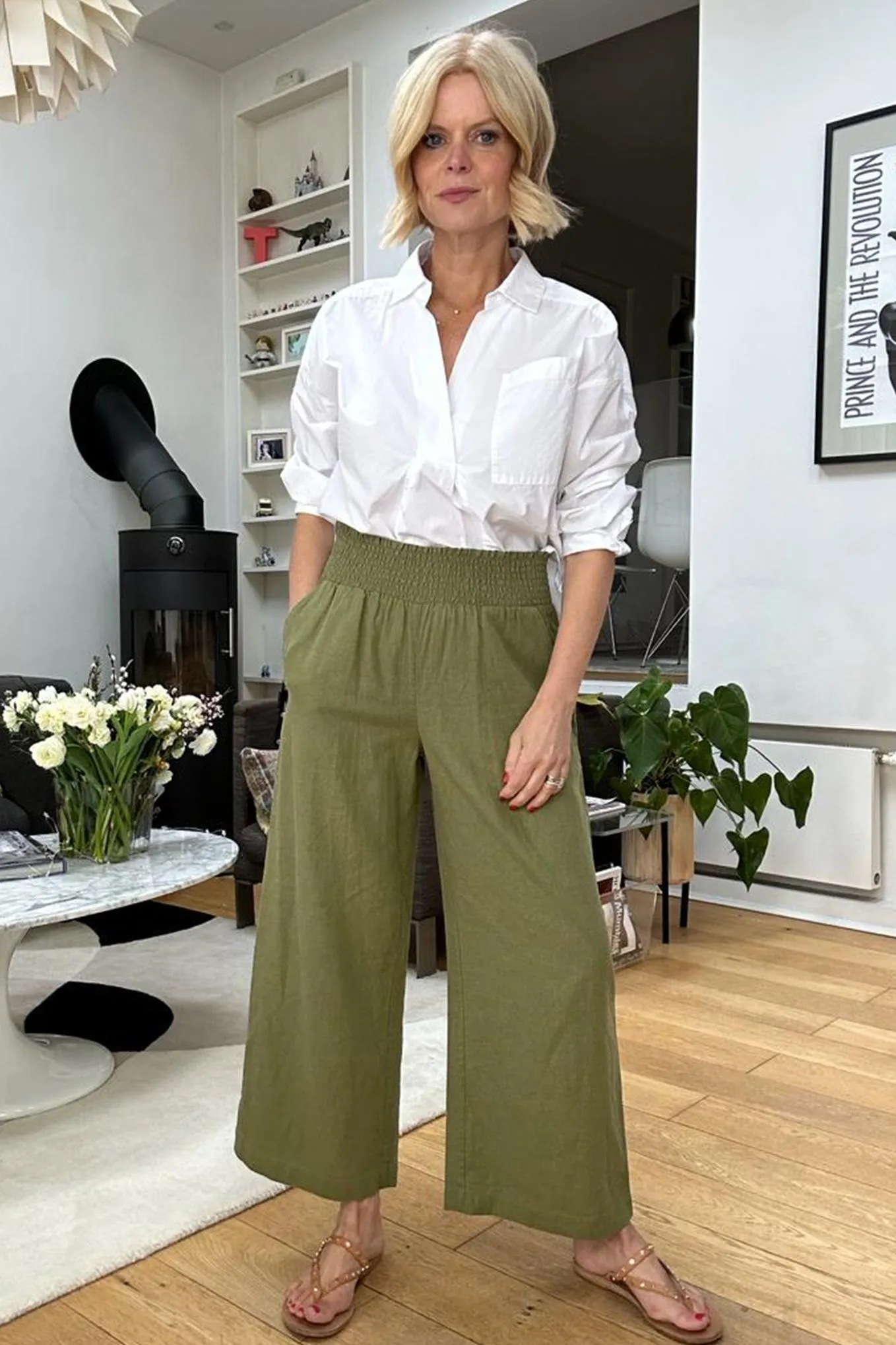 Ophelie Linen Crop Trouser - Khaki