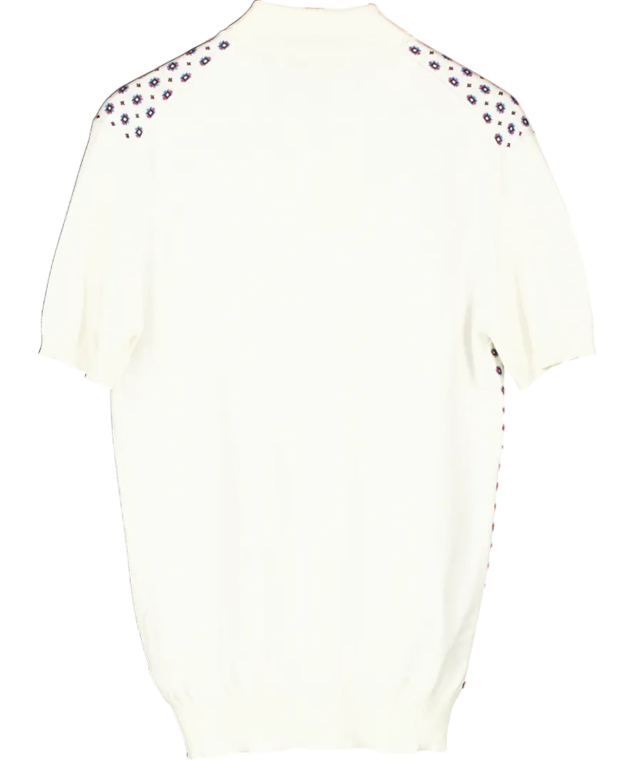 Orlebar Brown White Horton Cotton And Silk Blend Polo Shirt UK M