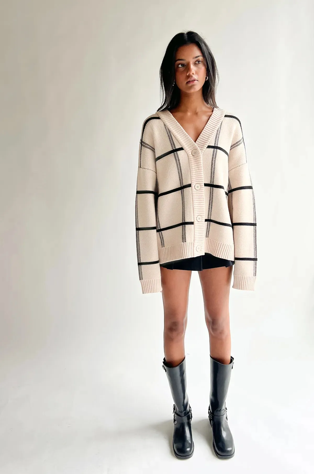 Oversized Plaid Cardigan