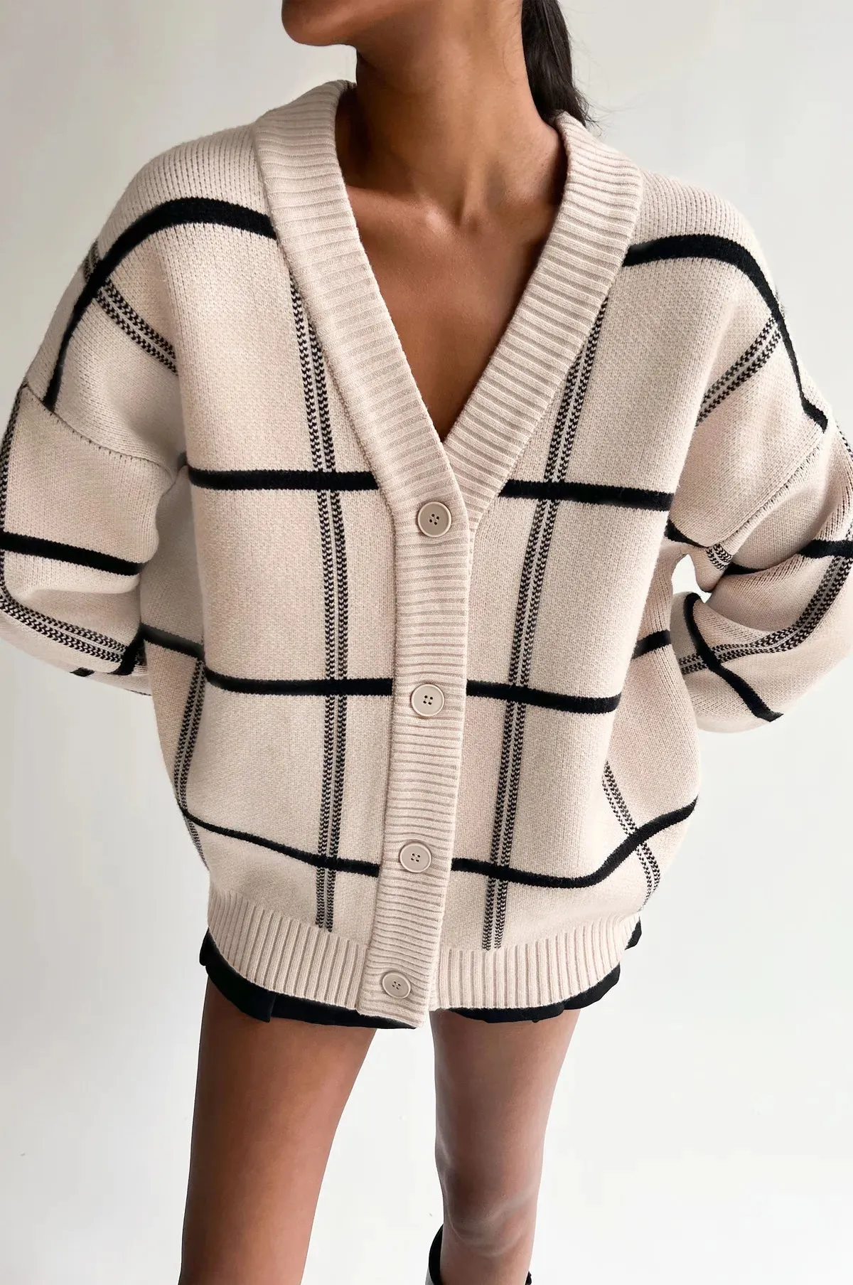 Oversized Plaid Cardigan