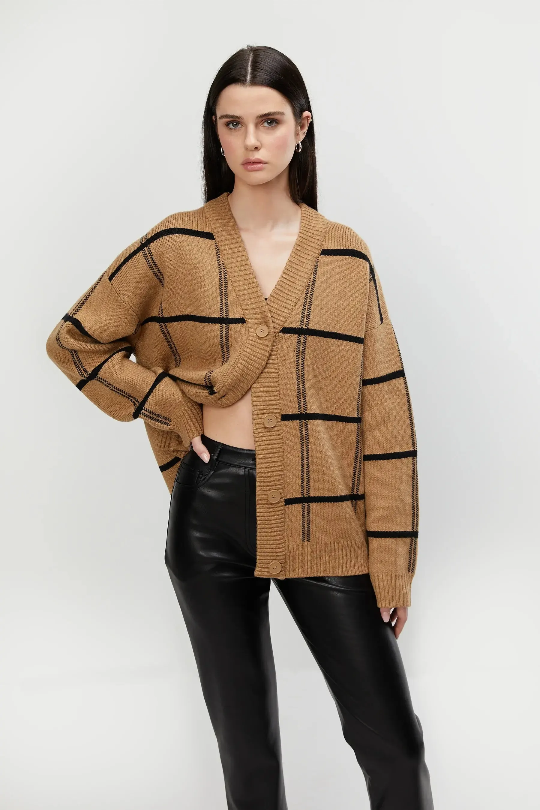 Oversized Plaid Cardigan