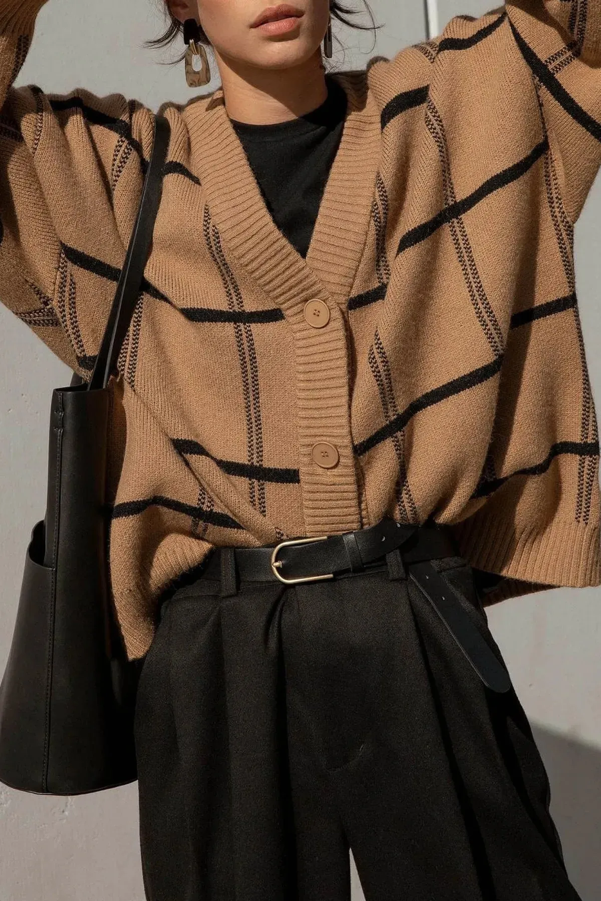 Oversized Plaid Cardigan