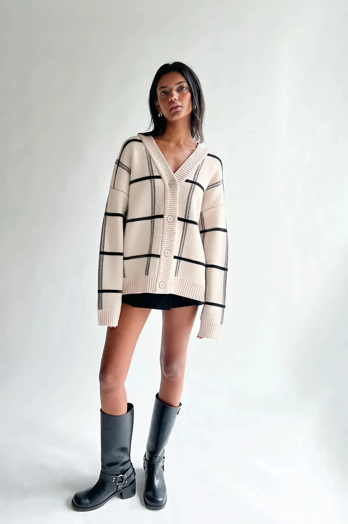 Oversized Plaid Cardigan