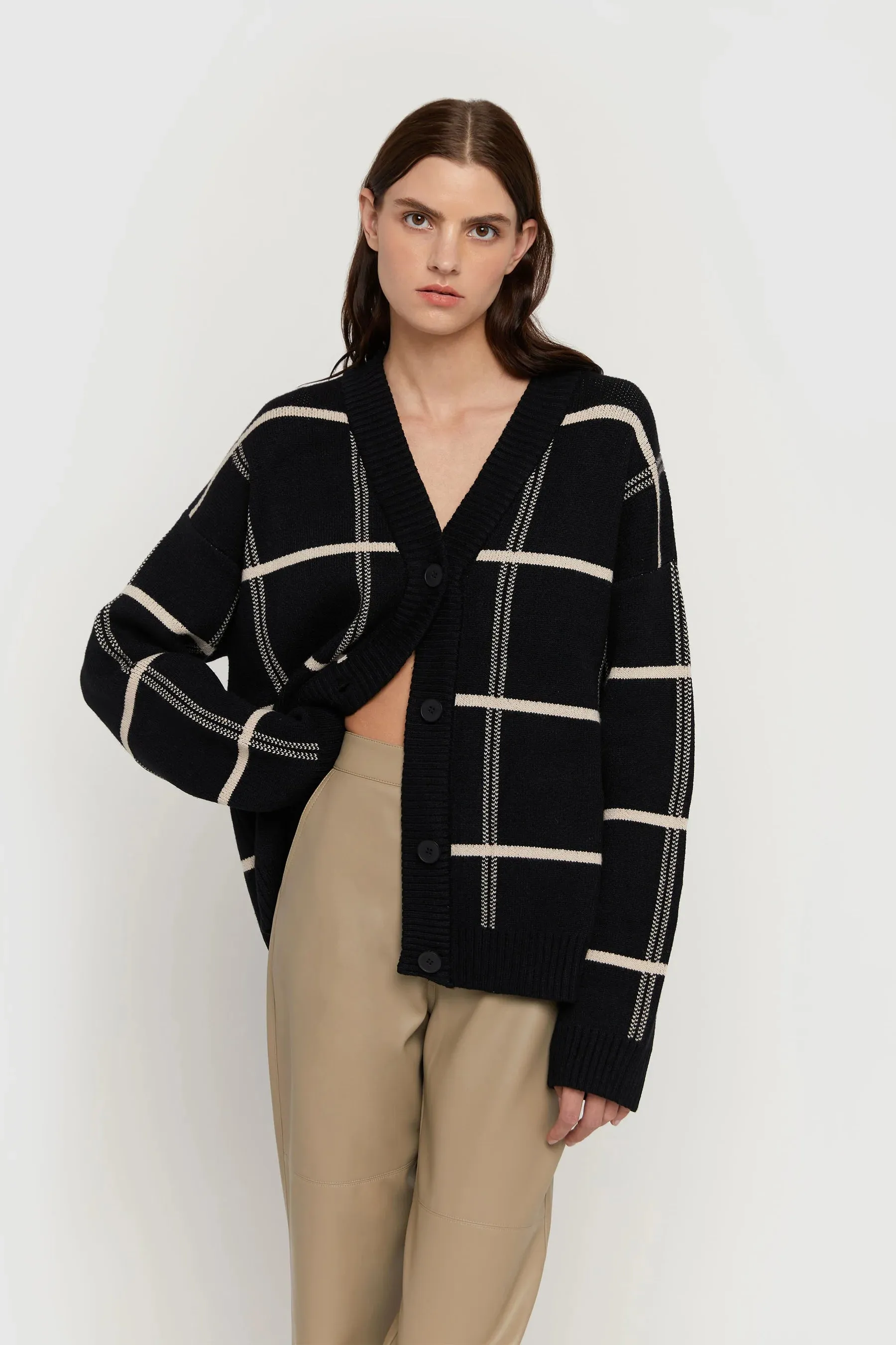 Oversized Plaid Cardigan