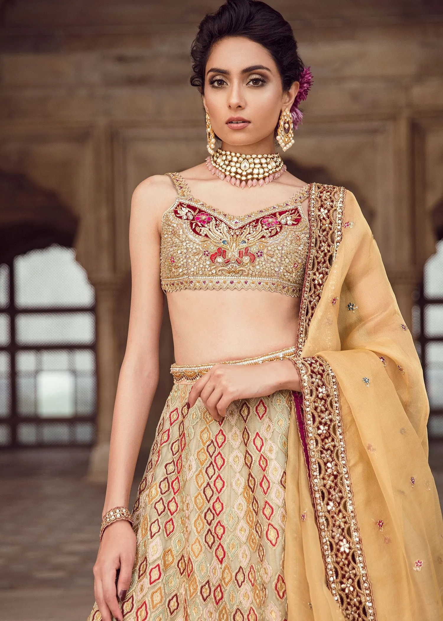 Pakistani Bridal Lehnga Choli in Light Pink Color #J5115