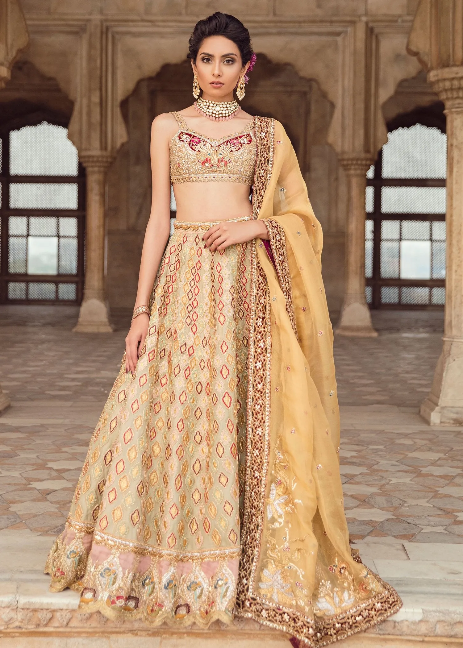 Pakistani Bridal Lehnga Choli in Light Pink Color #J5115