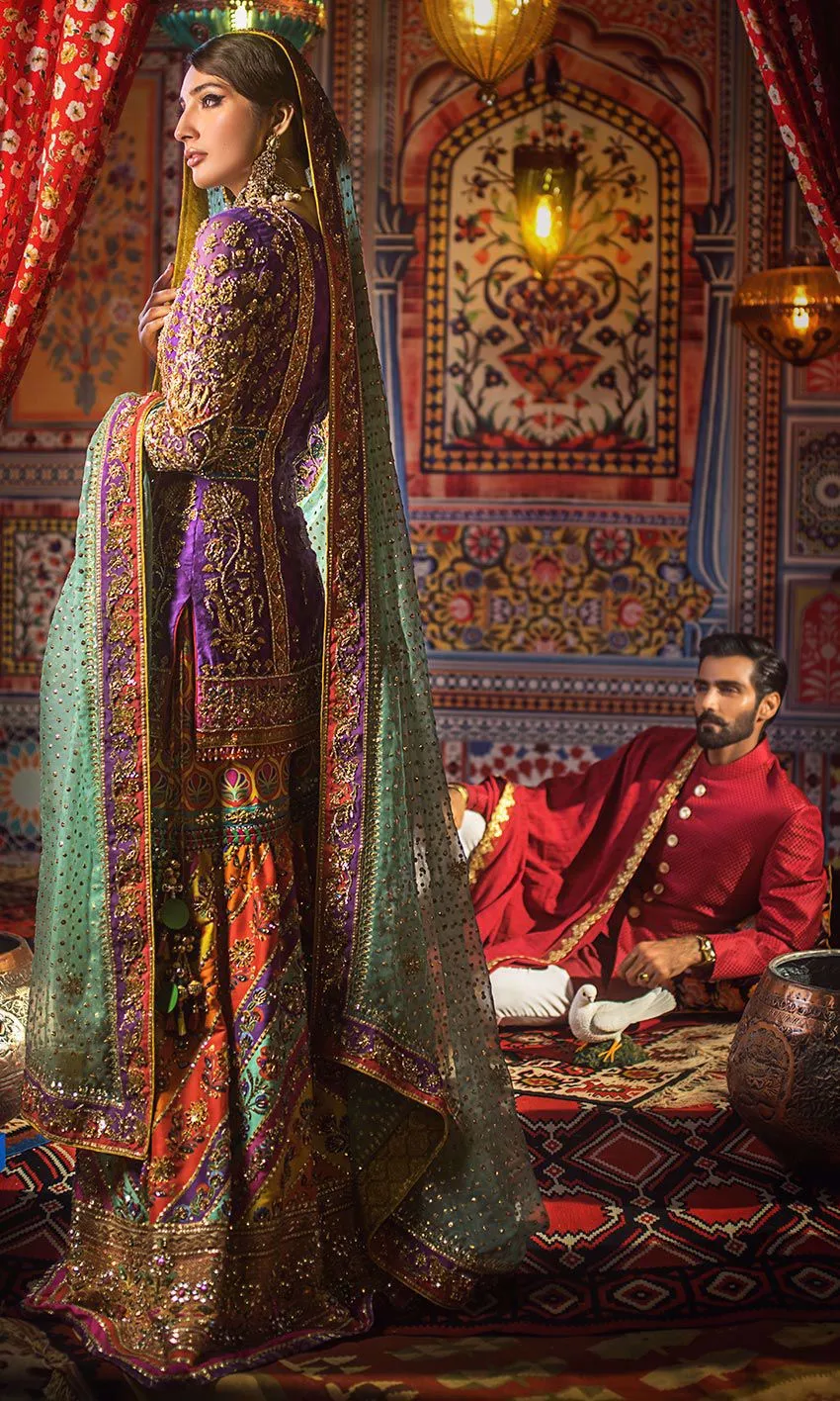 Pakistani Traditional Mehndi Gharara for Wedding #N7024