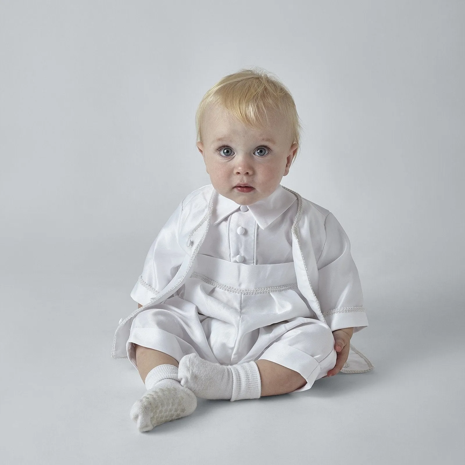 Peter Boys Ivory or White Boys Christening Romper and Jacket