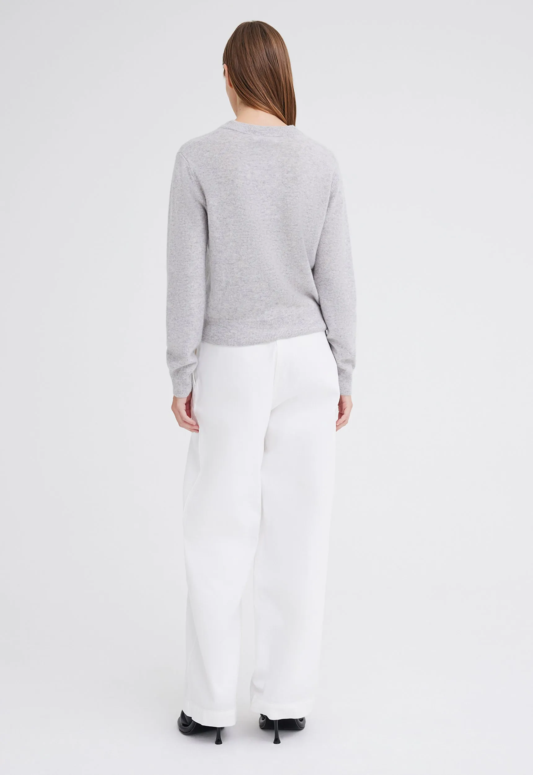 Peter Cashmere Sweater - Pale Grey Marle