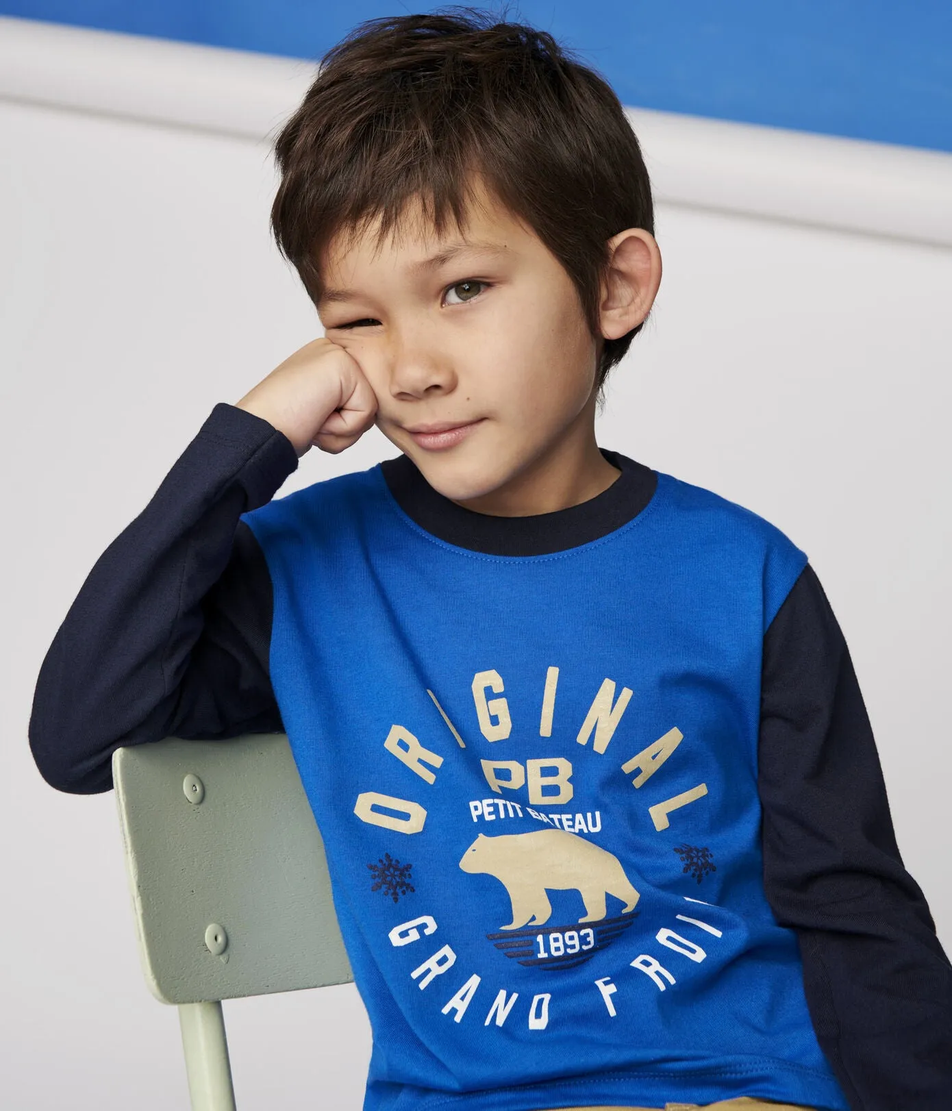 Petit Bateau Navy Long Sleeved Cotton Tshirt