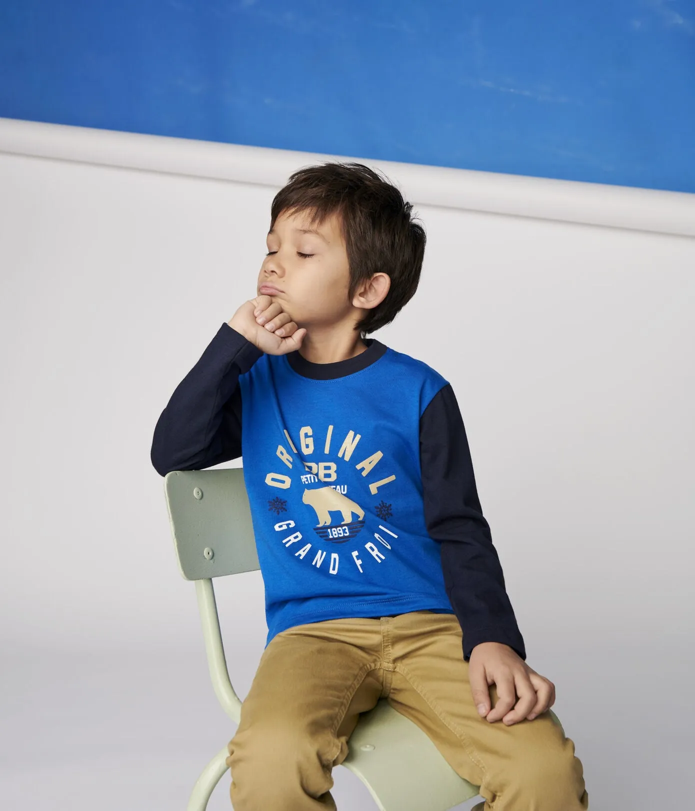 Petit Bateau Navy Long Sleeved Cotton Tshirt