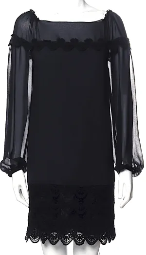 Philosophy di Alberta Ferretti Italy. Black Square Neckline Mini Dress