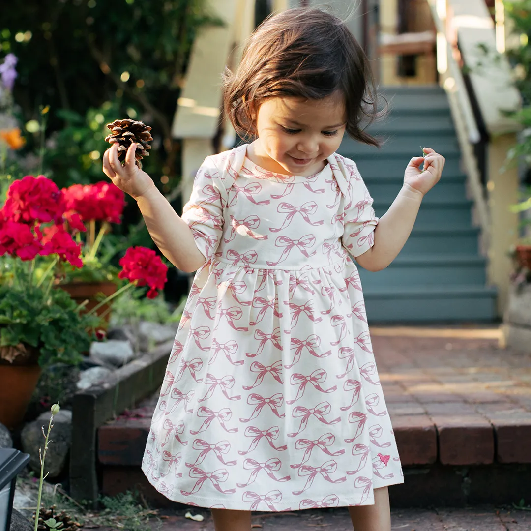 Pink Chicken Baby Organic Steph Bodysuit Dress - Mauveglow Bows