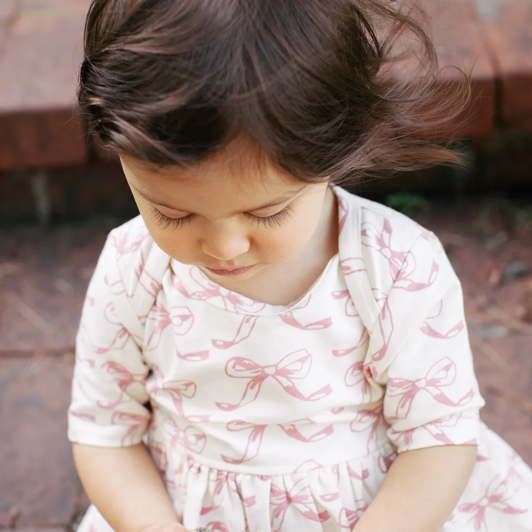 Pink Chicken Baby Organic Steph Bodysuit Dress - Mauveglow Bows