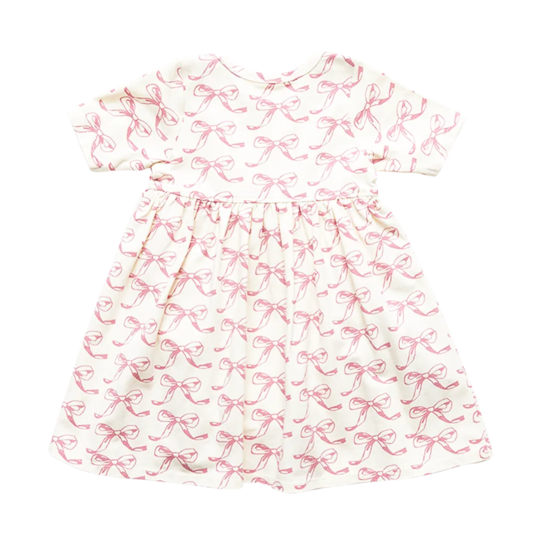 Pink Chicken Baby Organic Steph Bodysuit Dress - Mauveglow Bows