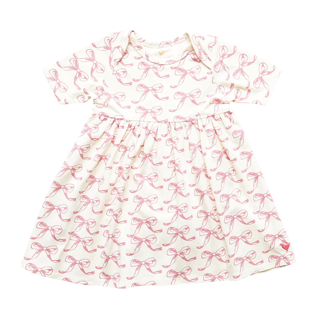 Pink Chicken Baby Organic Steph Bodysuit Dress - Mauveglow Bows