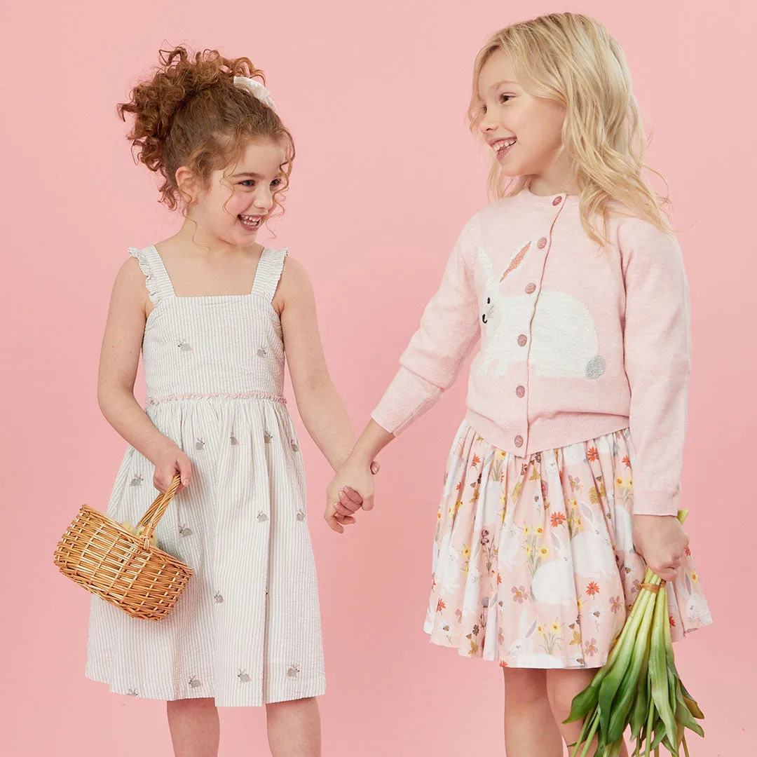 Pink Chicken Girls Sierra Dress - Bunny Embroidery