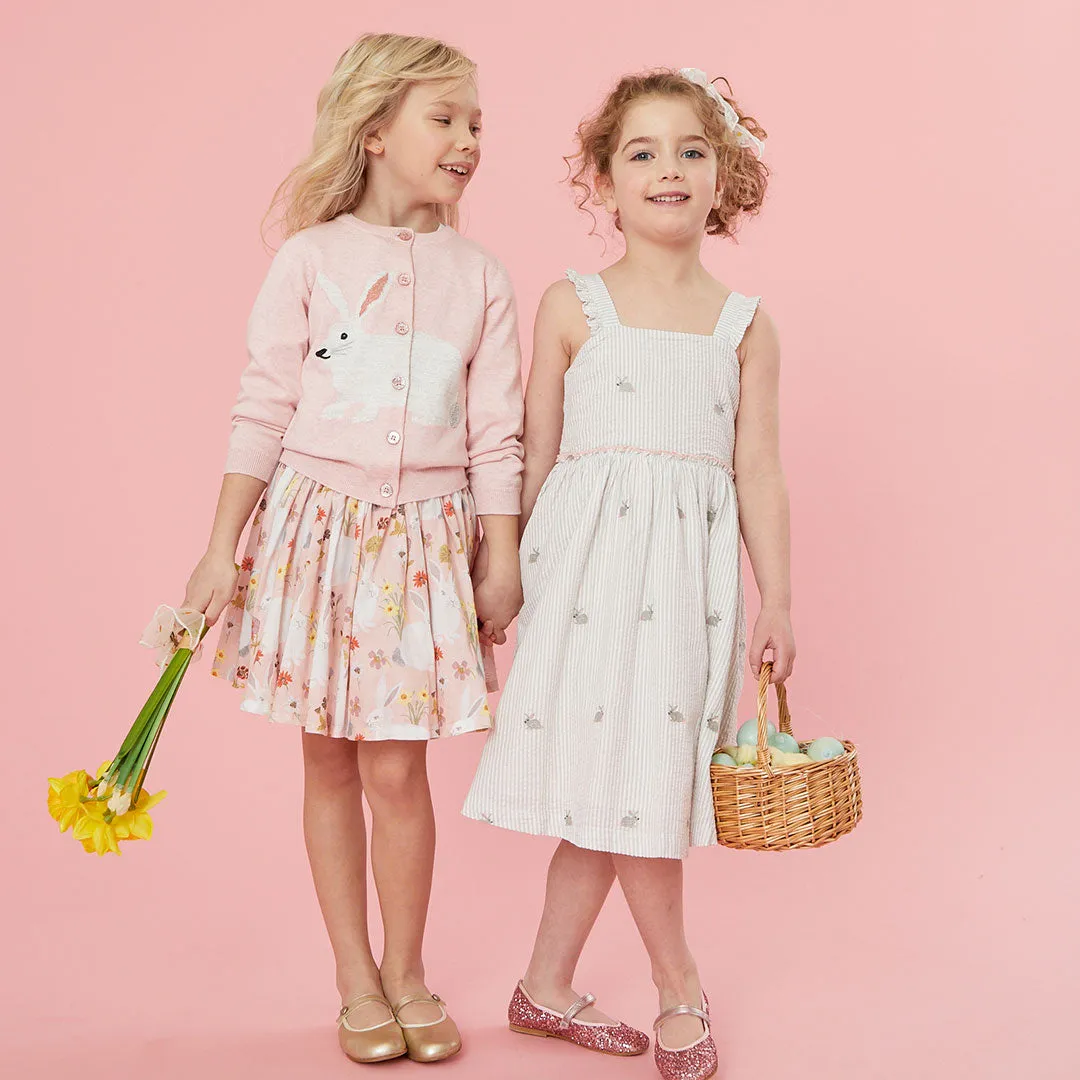 Pink Chicken Girls Sierra Dress - Bunny Embroidery
