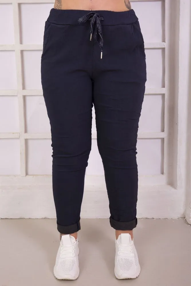 Plain Glitter Drawstring Trouser