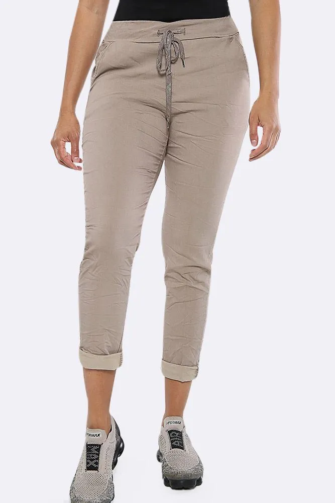 Plain Glitter Drawstring Trouser